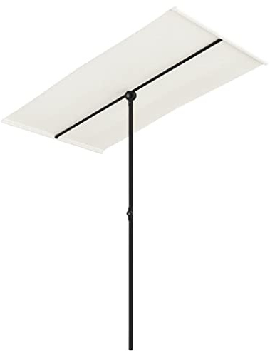 mtlskopl Parasol 180 x 110 cm, vert, en polyester résistant aux UV, avec mât en aluminium, brise-vue rectangulaire, peu encombrant et réglable en hauteur, pour terrasse, jardin et petits balcons