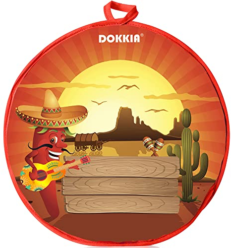 DOKKIA Bolsa de tela aislada para calentar tortillas, de 12 pulgadas, apta para microondas, para mantener la comida caliente (12 pulgadas, chile, pimienta, guitarra, cactus, desierto)
