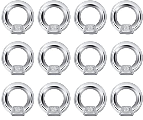 QIMEI-SHOP Ringmutter M8 Ringösen Edelstahl Ösenmutter Augenmutter Ringmuttern Hardware Ringförmige zum Heben Zubehör 12 Stück