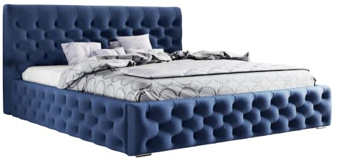Velutto Polsterbett mit verstärktem Rahmen, verchromten Füßen und komfortablem Kopfteil - große Auswahl an Stoffen - eleganter Glamour-Stil - reich verziertes, gestepptes Kopfteil - 180x200 cm
