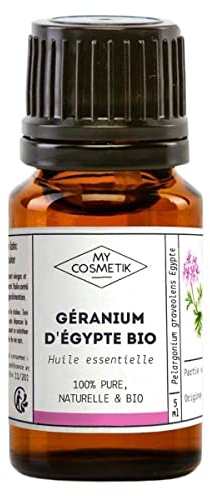 MY COSMETIK Ätherisches Öl aus ägyptischer Geranie aus biologischem Anbau, Chemiotypisierung HEBBD/HECT, 100 % rein und natürlich, ECOCERT-zertifiziert, hergestellt in Frankreich, 30 ml