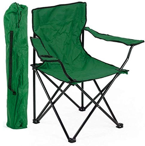 CHANG HONG Silla Plegable Camping Ligera - Silla de Exterior Ideal para Acampada, Picnic o Pesca - Silla con Portavasos (1, Verde)