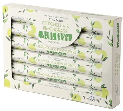 6x Citronella & Lemongrass Incence Sticks Premium Plant Based Stamford Hex 23cm Long Incense Sticks