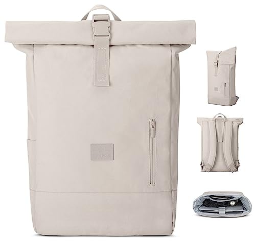 Johnny Urban Rolltop Rucksack Damen & Herren Beige - Robin Large - Tagesrucksack mit 16 Zoll Laptopfach - Recyceltes PET - 18-22L - Wasserabweisend