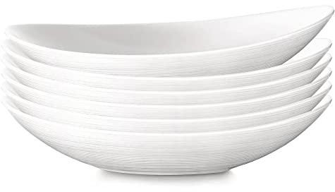 Bormioli Rocco Prometeo - Set di 6 piatti fondi e pasta, in vetro opale, 22,9 cm, colore: Bianco