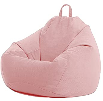 Highdi Cord Sitzsack für Erwachsene Indoor Outdoor Sitzkissen Waschbarer Weicher Flauschiger Sofabettbezug Ohne Füllung Gartenkissen Bodenkissen für Wohnzimmer (100x120cm,Rosa)