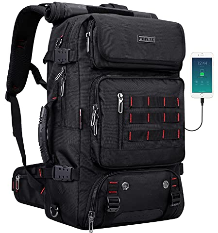 WITZMAN Reiserucksack Herren Groß Convertible Nylon Reisetasche Reiserucksack Handgepäck Flugzeug Fit 17 zoll Laptop(B682 Schwarz)