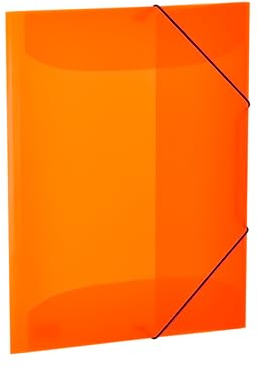 HERMA Sammelmappen A3 Neon Orange Transluzent Set, 3 Stück, Eckspanner-Mappen aus Kunststoff mit Gummizug und Innenklappen für Kinder, Jungen und Mädchen