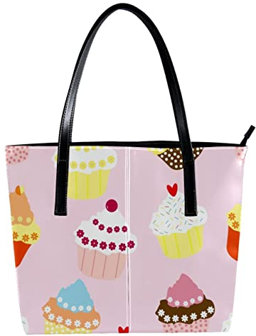 Cupcakes Handtasche aus PU-Leder, personalisierbar, Schultertasche, Mehrfarbig