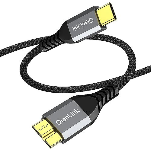 10Gbps Micro B to USB C Hard Drive Cable (1.6FT/0.5m) USB C to Micro B Cord, USB C to External Hard Drive Cable for Seagate WD Toshiba Westgate, MacBook Air, iPad Pro, Samsung, iPhone 15 16 Pro Max