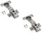 GTV - 2 x Minischarnier mit Dämpfung, Topfdurchmesser 26 mm - Scharnier Eckanschlag - Montageplatte H=0 mit Euroschrauben - stiller Verschluss - Clip-On-Kette