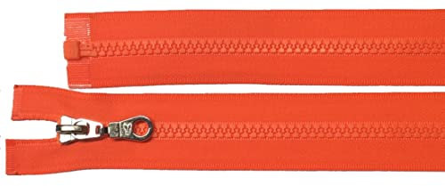 Reißverschluß Kunststoff Krampe teilbar für Jacken 70 cm neon orange
