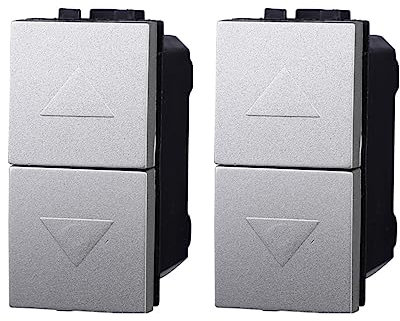 2 Pezzi Commutatore 2P 10A, Pulsante Tapparelle, Compatibile Con Bticino Living Light (Grigio)