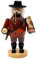 Dekohelden24 Holz Räuchermann als Falkner mit Falke auf den Arm, in naturfarben - braun, ca. 12 x 9,5 x 20 cm.