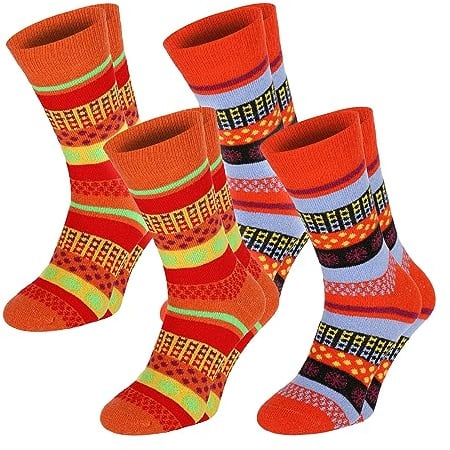CHiLI Lifestyle Socks 4 Paar bunte Wollsocken. Unisex - warme Wollsocken Herren 43-46 Wolle Fashion Wollsocken Damen 39-42 dicke Wollsocken - extra warme Wintersocken. Socken Baumwolle Damen Herren