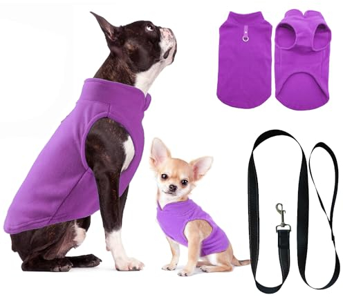 Hundepullover, Hundemantel Fleece Kleine Hunde, Hunde Fleece Pullover Katzenpullover, Hundepullover Hunde Kleidung für Chihuahua Französische Bulldogge(S, Lila)