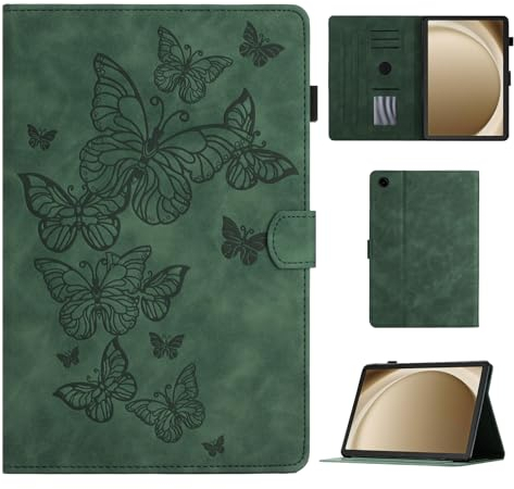 CASAFUNY Hülle für Samsung Galaxy Tab A9+ / A9 Plus 11 Zoll 2023, PU Leder Tablette Schützhülle mit Auto Schlaf/Wach Tablet Case für Samsung Galaxy Tab A9 Plus / A9+ 2023 SM-X210/ X215/ X216, Grün