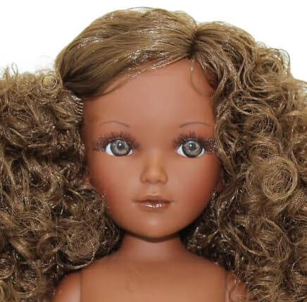 FOLK Artesanía Mari's Mulatta Puppe, 41 cm, Original Vidal Rojas Dolls nackte lockige Haare Kastanien und braune Augen