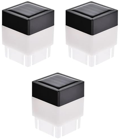 TopHomer Moderne Pfostenleuchte für den Außenbereich, 5 x 5 cm, Solar-Pfostenkappen-Lichter, Outdoor-Glas-LED-Zaunkappen-Licht, wasserdicht, Zaundeck-Kappen-Licht für flache Oberflächen, Terrasse,