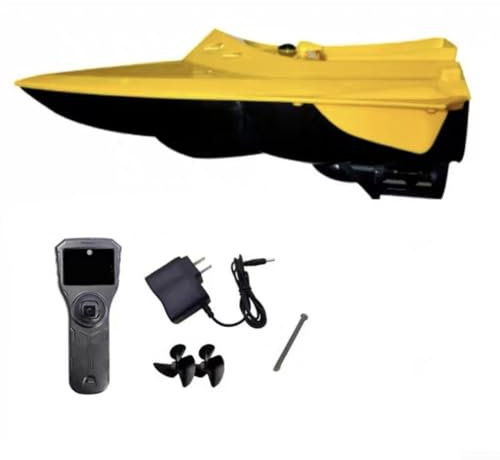 DAZZLEEX Bateau de pêche télécommandé, pour bateau de pêche à la carpe, double moteur, vitesse fixe, croisière LED (jaune)