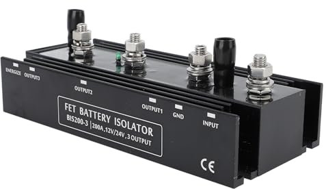 Aluminium-FET-Batterieisolator, Universeller 200 A 12 V 24 V Wasserdichter FET-Batterieisolator für 3 Batterien
