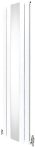 Radiatore con specchio 1800mm x 425mm e valvole TRV cromate Radiatore di design a doppia colonna verticale in acciaio al carbonio Bianco Kit di fissaggio e staffe con spazzola di pulizia