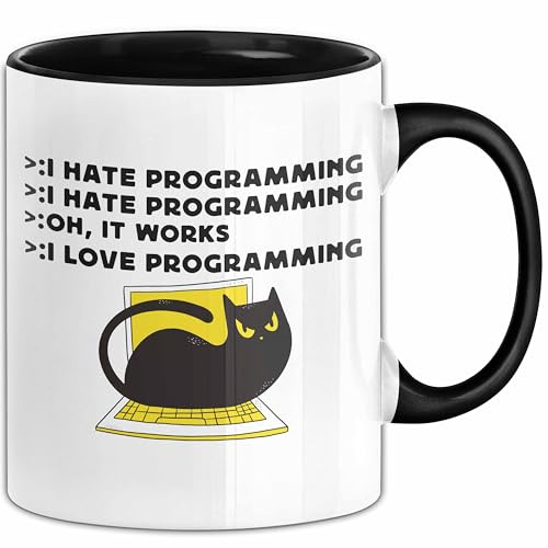 Programmierer Tasse Geschenk Für Informatiker Nerds Kaffee-Becher Für Geeks Kaffee-Becher (Schwarz)
