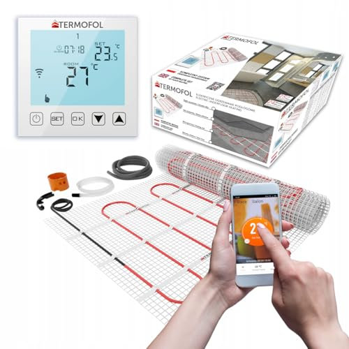Termofol Kit Riscaldamento a Pavimento con Termostato - Riscaldamento Elettrico a Pavimento - Superficie - 0,5 m² - Potenza 150W/m², per Bagno, Soggiorno e Cucina - Termostato - WIFI