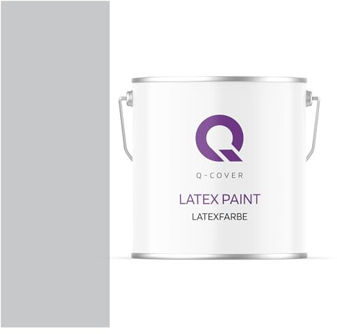 Q-COVER Latexfarbe 5 L Hellgrau Innenfarbe Wandfarbe Deckenfarbe Klasse 3 Mattfarbe Scheuerfest Hohe Deckkraft