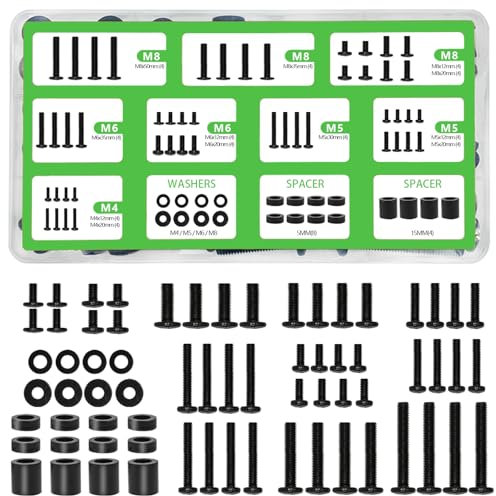 Nuyoah TV Mounting Screws with Organizer Box - Universal TV Mount Screws Hardware Kit Includes M4 M5 M6 M8 Replacement TV Screws, Washers and Spacers, Works with Any TV up to 80inches