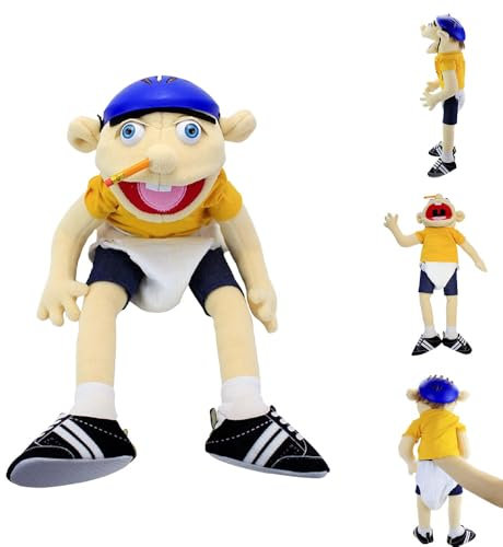 Vmxlso Jeffy Puppet 60cm, Jeffy Plush Toy Hand Puppet with Working Mouth, Jeffy Hand Puppets for Play House, Funny Puppet's Toy Gift