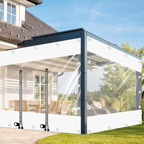 Tende impermeabili bianche trasparenti con cerniera pannelli divisori resistenti alle intemperie per pergola esterna gazebo 4 x 2 m