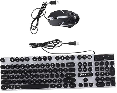 Angoily 2-in-1 Keyboard Mouse Backlit Mechanical Keyboard Draining Holes Multimedia Shortcut Keys
