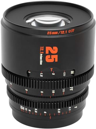 25-mm-T2.1-Kinoobjektiv DSLR-M4/3-Montage, 260-Grad-Langfokus, Große Blende, Manueller Fokus, Cine-Objektiv für G1 G7 GF1 GF6
