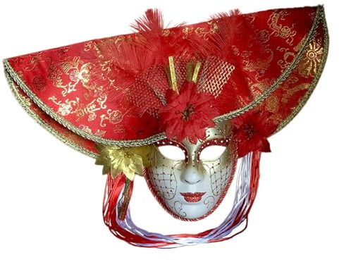 AENEY Venezianische Maskerade Maske mit Hut Karneval Narren Ball Masken Karneval Party Vollgesichtsmaske für Paare