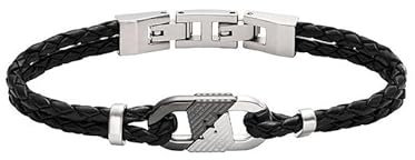 Emporio Armani Herren-Edelstahlarmband mit Karabiner-, Schieber- oder Magnetverschluss, Kohleschwarz