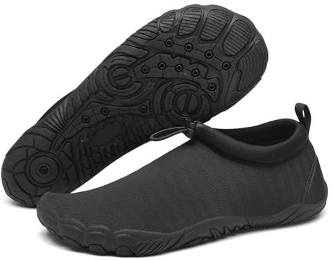 Mishansha Chaussures Aquatiques Homme Femme Chaussure d'eau Chausson de Plage pour Piscine Mer Baignade Plongée Noir,GR.40