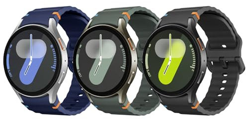 Astorgos 3 Pezzi Cinturini Sportivi Compatibile con Samsung Galaxy Watch 7 FE 6 5 4 40mm 44mm, Cinturino in Silicone Morbido per Galaxy Watch 6 4 Classic 43mm 47mm/5 Pro 45mm Donna Uomo, N/BN/VM