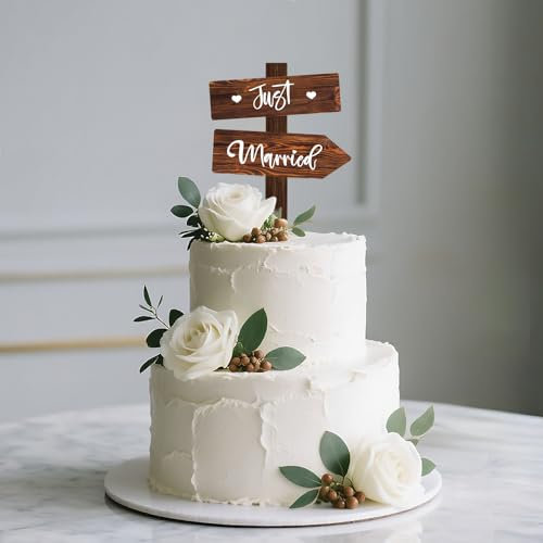 Just Married Tortendeko, Holz Cake Topper Hochzeit, Cake Topper Hochzeit, Kuchendeko für Hochzeits, Jubiläum, Verlobung, Antrag