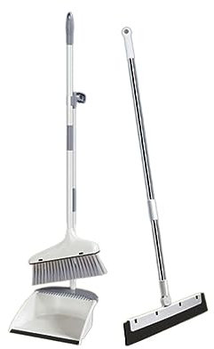SMDLG Convenient White Broom and Dustpan Set Standing Cleaning Supplies Long Handle sweeping broom for home Practical