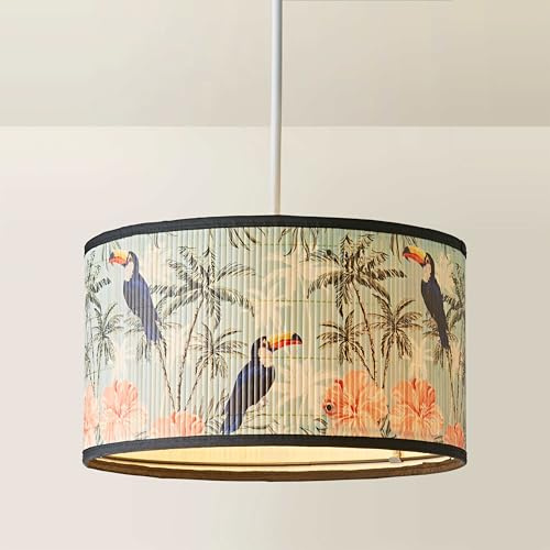 ValueLights | Daintree Medium Pastel Jungle Bamboo Drum Ceiling Lamp Shade | Ceiling Lights, Home Décor & Improvement Essential