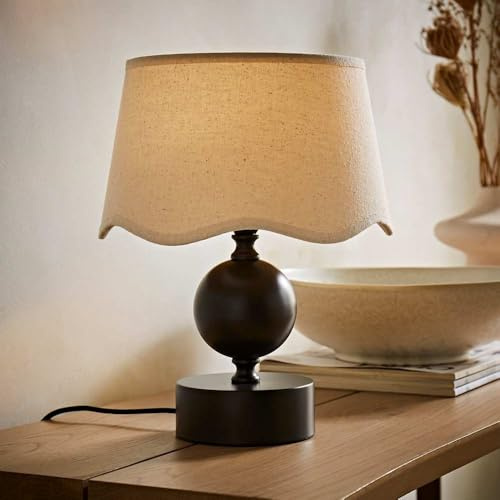 ValueLights | Anthony Candlestick Table Lamp with Linen Scallop Shade and Bulb | Table Lamps & Home Improvements Essential