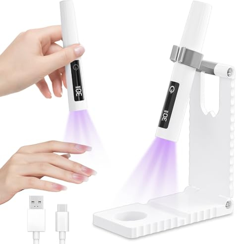 Flintronic UV Lamps for Gel Nails, UV Nail Lamp Handheld UV Light with Stand, Portable Nail Dryer Rechargeable USB Cordless with LED Screen, 2 Timers Nail Lamp for Fast Drying