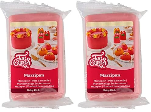 FunCakes Pâte d’amande Baby Pink: Facile à utiliser, goût délicieux, flexible et lisse, facile à dérouler, fin et ferme, parfait pour la décoration de gâteaux, halal, casher et sans gluten. 250 g.