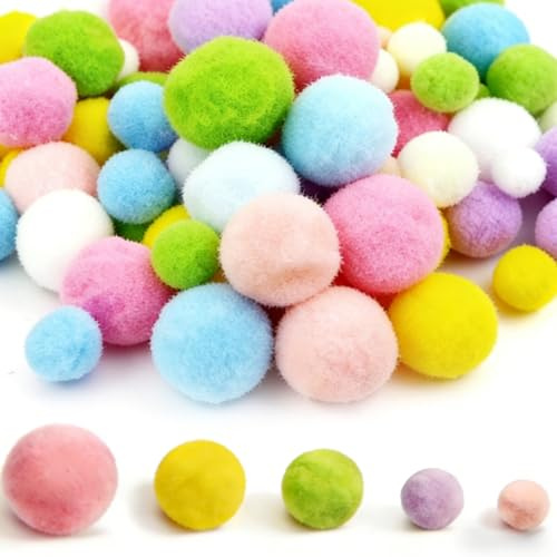 260 Stück Mini Pompons zum Basteln 1–3 cm, 5 Größen Bunte Filzkugeln