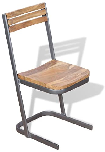 Jkghdrt Esszimmerstühle aus Massivholz Teak mit Eisenfüßen, Stück Moderne Teakholzstühle für Esszimmer