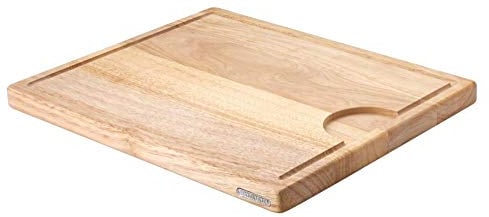 Continenta Tranchierbrett, Schneidebrett aus Gummibaumholz mit Saftrille, Größe: 42 x 34 x 2,7 cm