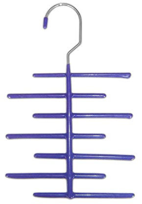 ECO KRAWATTENBÜGEL für 21 Krawatten Krawattenhalter Gürtelhalter Schlipsbügel 3-Farben Blau Lila Rot (Blau)