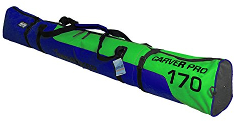 BRUBAKER Carver Pro 2.0 gepolsterte Skitasche mit Zipperverschluss Grün/Blau 170 cm