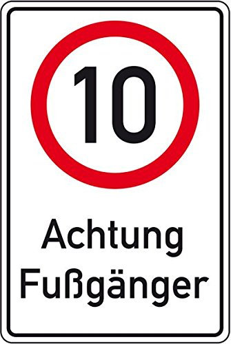 LEMAX® Kombischild 10 kmh - Achtung Fußgänger, Aluminium RA0, reflekt., 600x900mm